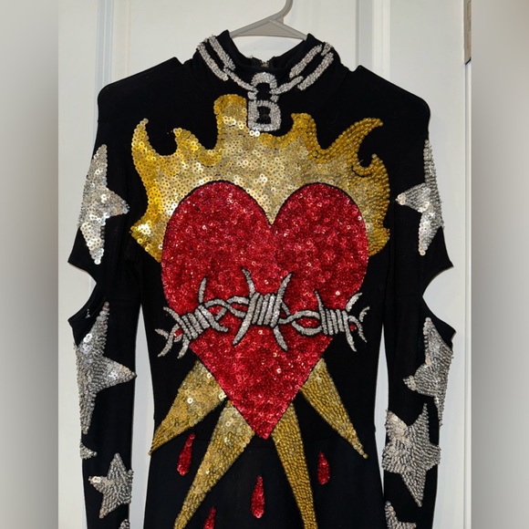 ~SUPER RARE~ DISCOUNT UNIVERSE Bleeding Heart Lover Multicolor Sequin Dress Sz.S - Picture 3 of 9